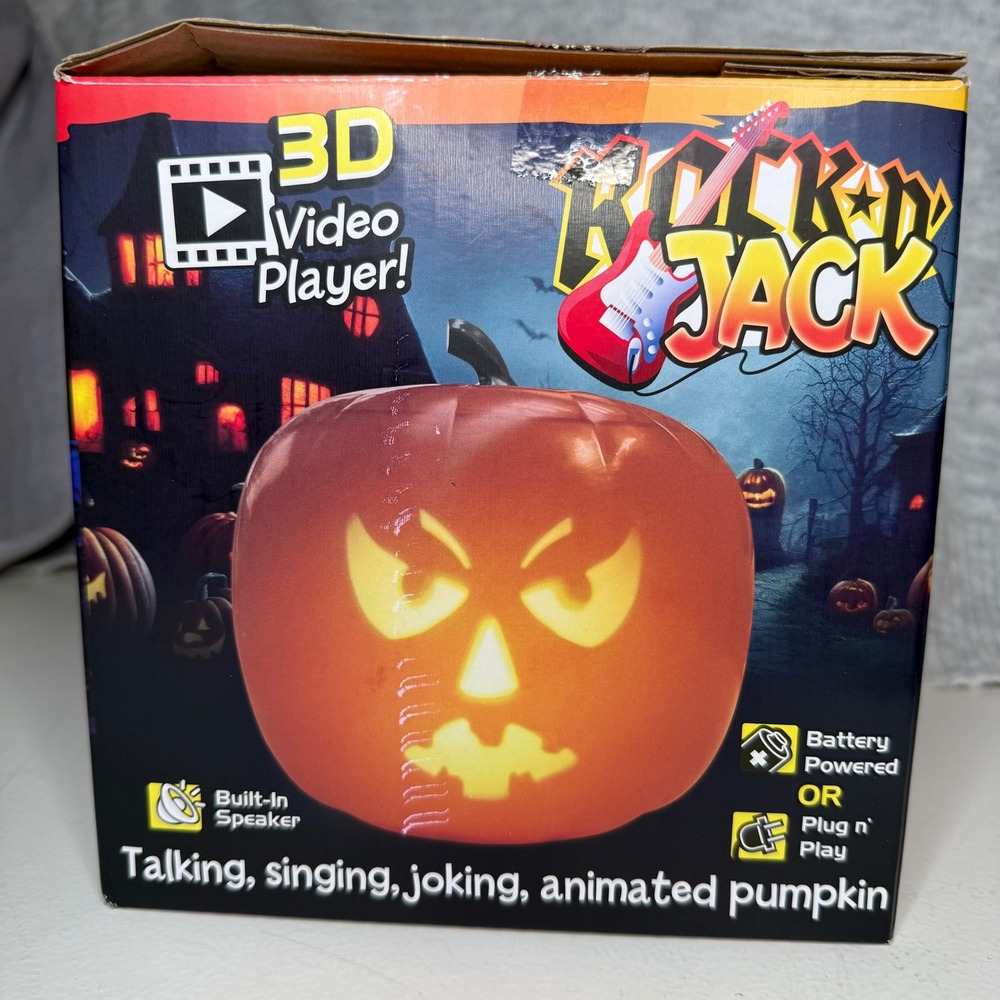 Rockin Jack Animated Talking Singing Joking Pumpkin Halloween Decor 3D Battery